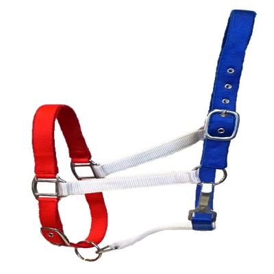 Equitem Cob Size Red, White, and Blue Nylon Fleece Padded Halter
