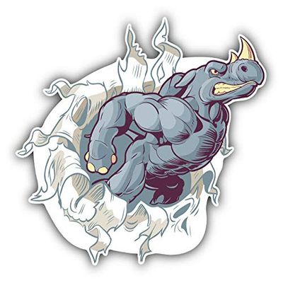 KW Vinyl Magnet Angry Rhino Mascot Truck Car Magnet Bumper Sticker Magnetic 5"