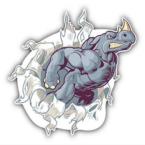 KW Vinyl Magnet Angry Rhino Mascot Truck Car Magnet Bumper Sticker Magnetic 5"