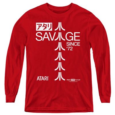 Atari Savage 72 Youth Long Sleeve T Shirt, Large Red