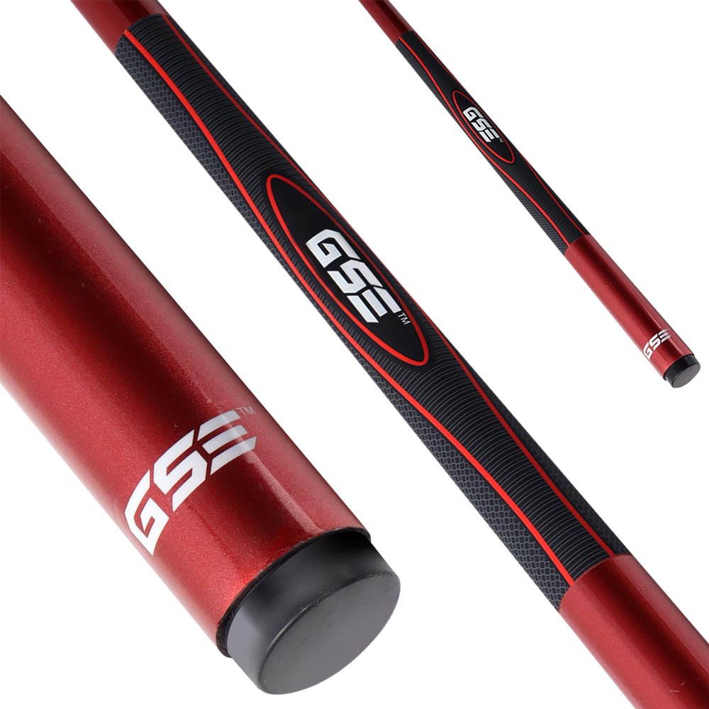GSE Games & Sports Expert 58" 2-Piece Fiberglass Graphite Composite Billiard Pool Cue Stick for Men/Women, Billiard Cue Stick for House or Commercial/Bar Use (Red, 21 Oz)
