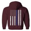0084. American Flag Thin Blue Line Police Lives Matter Support Patriotic NY Sheriff Sweatshirt Pullover Hoodie (Maroon, Small) view 3