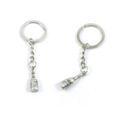 1 PCS Antique Silver Keyrings Keychains Key Ring Chains Tags Clasps E3VO4 Wine Bottle