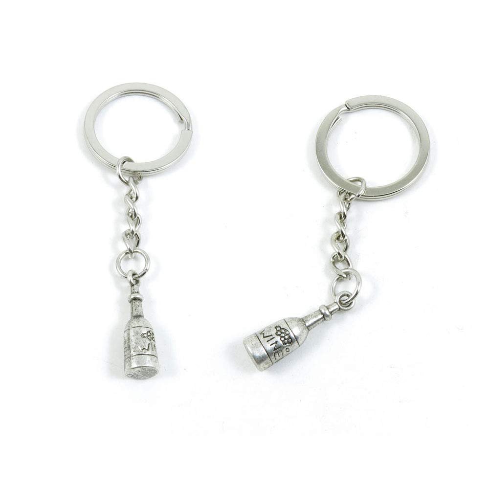 1 PCS Antique Silver Keyrings Keychains Key Ring Chains Tags Clasps E3VO4 Wine Bottle