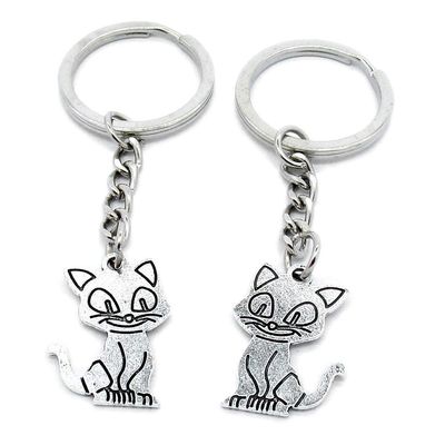 1 Item Metal Keychain Keyring Key Tags Chains Rings Jewelry Bag Charms I7WY7 Cat Kitten