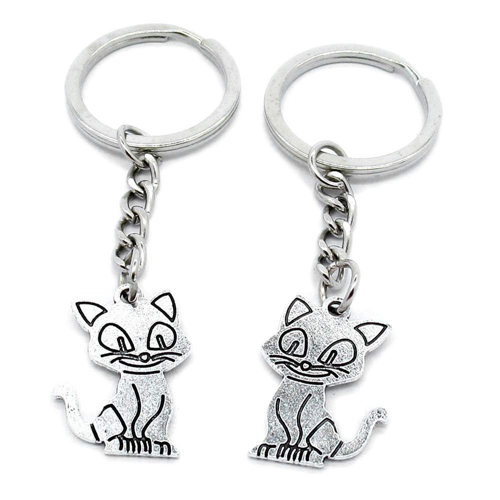 1 Item Metal Keychain Keyring Key Tags Chains Rings Jewelry Bag Charms I7WY7 Cat Kitten