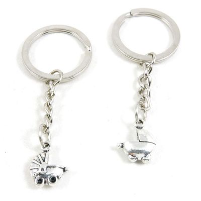 50 Items Metal Keychain Keyring Key Tags Chains Rings Jewelry Bag Charms I9GX1 Baby Carriage