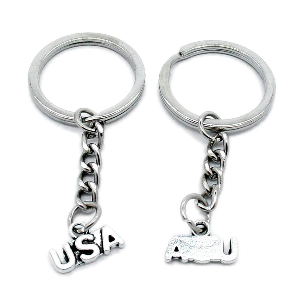 1 Item Metal Keychain Keyring Key Tags Chains Rings Jewelry Bag Charms P7FW6 USA Tag Signs