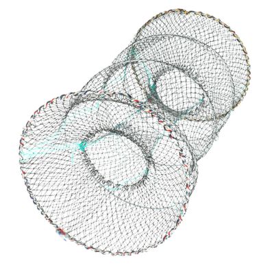 Foldable Bait Cast Mesh Net Portable Fishing Landing Net Shrimp Cage for Fish Lobster Prawn Minnow Crayfish Crab with Hand Rope Floating Circle