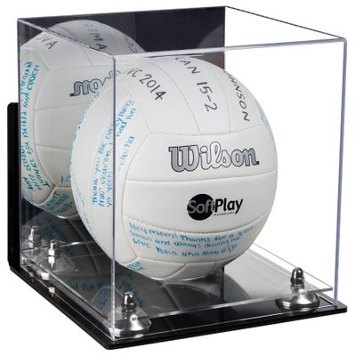 Better Display Cases Acrylic Volleyball Display Case with Mirror Case, Silver Risers, Wall Mount and Clear Base 9.75" X 9.75" X 9.75" (A027/B02)