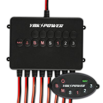 Yak-Power | Power Panel Digital Switching System with Plug-and-Play Connectivity for Easy Addition and Control of Your 12-Volt Electronics on Your Kayak (Wireless (8 Channel))