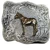 3D Western Gold Standing Horse Silver Belt Buckle Kids Youth 2" x 2 5/8" USA view 1