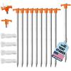 Eurmax USA Galvanized Non-Rust Camping Family Tent Pop Up Tent Stakes Canopy Anchors Heavy Duty 10pc-Pack, with 4x10ft Ropes & 1 Orange Stopper view 1