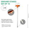 Eurmax USA Galvanized Non-Rust Camping Family Tent Pop Up Tent Stakes Canopy Anchors Heavy Duty 10pc-Pack, with 4x10ft Ropes & 1 Orange Stopper view 2