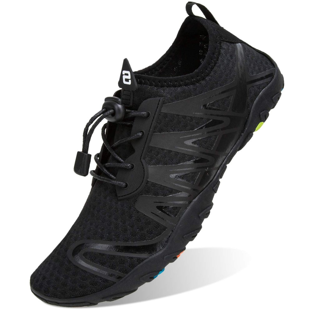 WateLves Water Shoes Mens Womens Beach Swim Shoes Quick-Dry Aqua Socks Pool Shoes for Surf Yoga Water Aerobics (All Black, 46)
