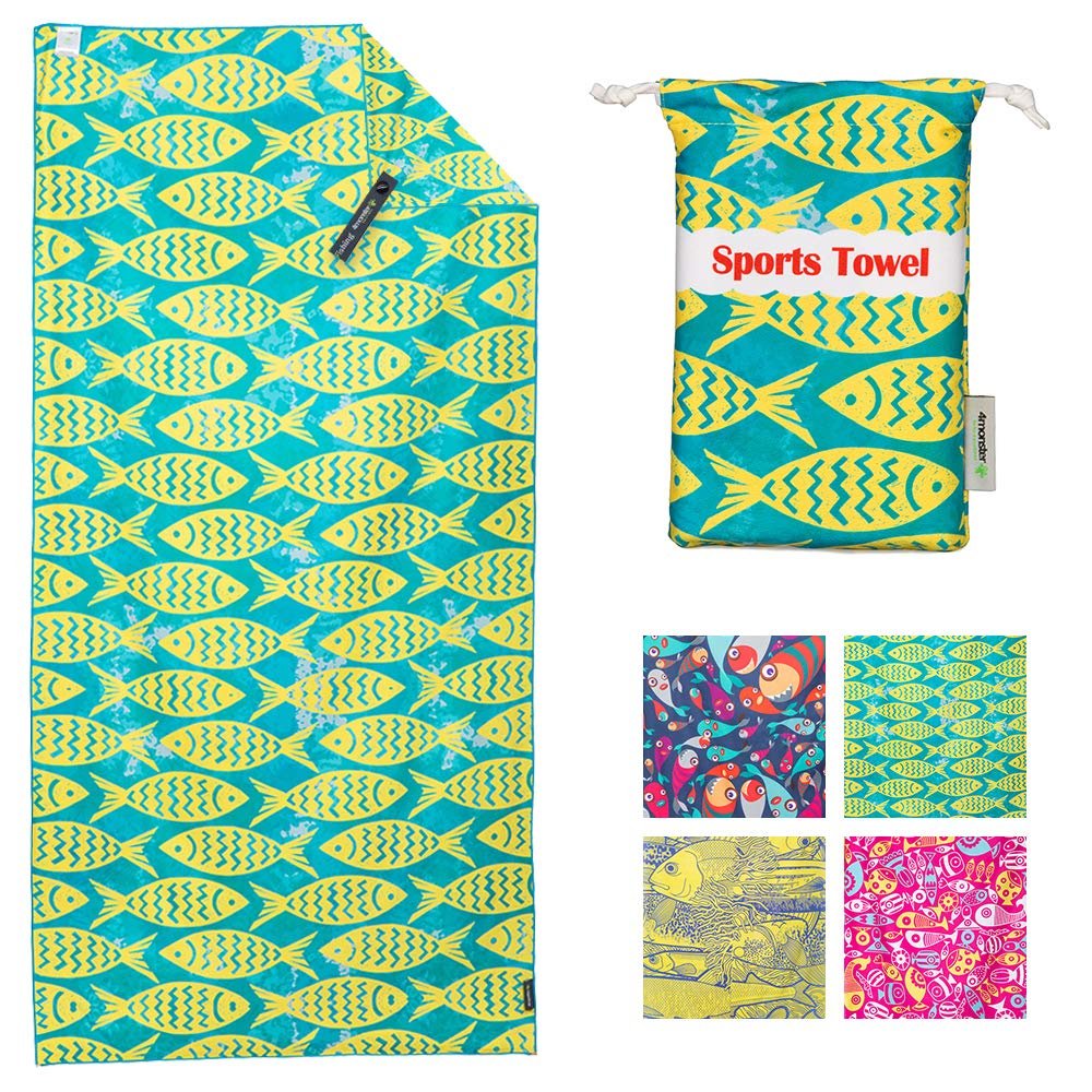 4Monster Microfiber Beach Towel Quick Dry,Super Absorbent Lightweight Travel Towel for Swimmers, Sand Free Camping Towel, Beach Towels for Pool,Swim,Water Sports,Yoga