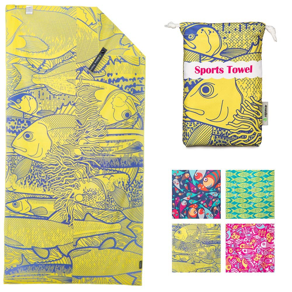 4Monster Microfiber Beach Towel Quick Dry,Super Absorbent Lightweight Travel Towel for Swimmers, Sand Free Camping Towel, Beach Towels for Pool,Swim,Water Sports,Yoga