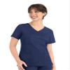 Maevn Matrix Womens Curved Mock Wrap Stretchy Medical Scrub Top Navy view 1