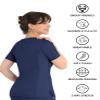 Maevn Matrix Womens Curved Mock Wrap Stretchy Medical Scrub Top Navy view 3