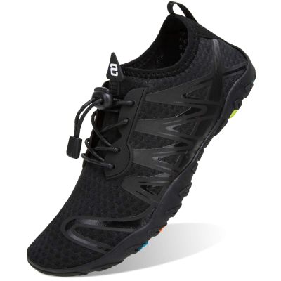 WateLves Water Shoes Mens Womens Beach Swim Shoes Quick-Dry Aqua Socks Pool Shoes for Surf Yoga Water Aerobics (All Black, 42)