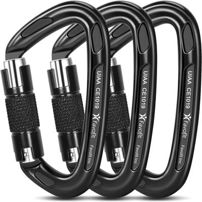 Favofit UIAA Certified 25kN Climbing Carabiners Heavy Duty Locking Carabiner Clip with Twist Lock - Professional Rock Climbing Gear for Arborist Rappelling Hammocks & Tree Climbing