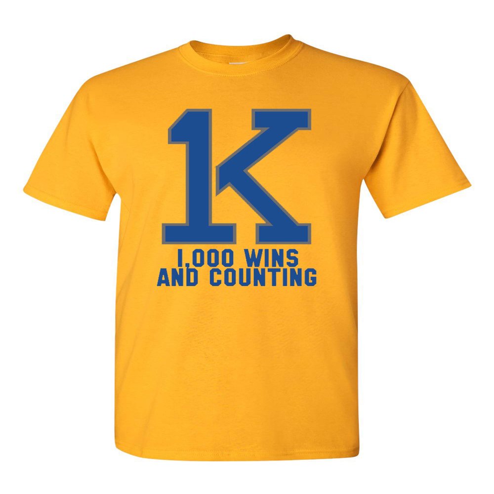 1K Bold Wins and Counting Basketball Adult T-Shirt (XX Large, Gold)