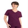 Maevn Matrix Womens Curved Mock Wrap Stretchy Medical Scrub Top Wine view 1