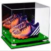 Better Display Cases Acrylic Large Shoe Pair Display Case for Basketball Shoes Soccer Cleats Football Cleats with Mirror, White Risers and Turf Base (A082-WR) view 1