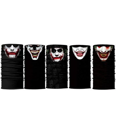 5pcs Joker Face Scarf Sun Neck Gaiter Balaclava Neckerchief Bandana Headband Black, Medium