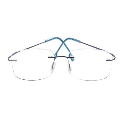 Poxas Memory Titanium Frameless Lightweight Reading Glasses Hingeless Flexibled Frames for Mens Womens (Blue, 3.5)
