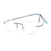Poxas Memory Titanium Frameless Lightweight Reading Glasses Hingeless Flexibled Frames for Mens Womens (Blue, 3.5) view 2