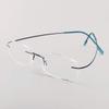 Poxas Memory Titanium Frameless Lightweight Reading Glasses Hingeless Flexibled Frames for Mens Womens (Blue, 3.5) view 4