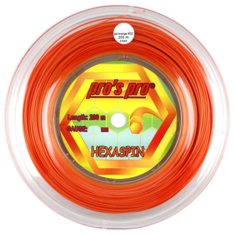 Pro's Pro Hexaspin Tennis String - 200m Reel - 1.25mm - Orange