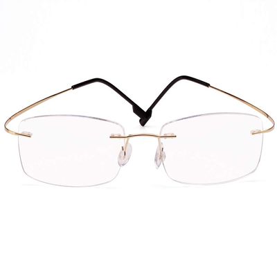 Poxas Memory Titanium Frameless Lightweight Reading Glasses Hingeless Flexibled Frames for Mens Womens (Gold, 2.0)