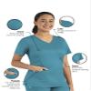 Maevn Matrix Womens Modern Fit Double V-Neck Medical Nurse Scrub Top, 3 Pockets, Inner Utility Loop, Bungee Loop Teal view 2