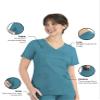 Maevn Matrix Womens Curved Mock Wrap Stretchy Medical Scrub Top Teal view 2