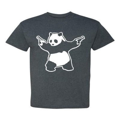 Panda Guns Second Amendment Adult T-Shirt Tee (XXXXX Large, Dark Heather)