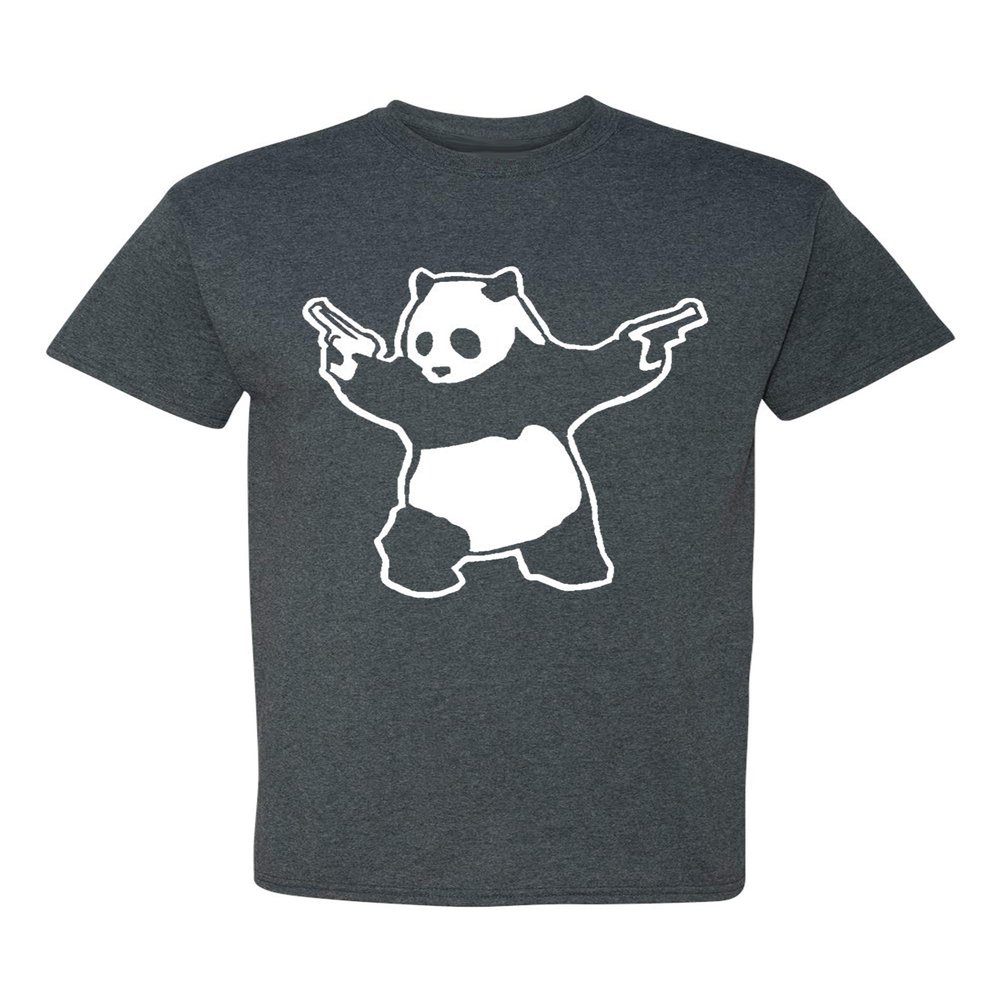 Panda Guns Second Amendment Adult T-Shirt Tee (XXXXX Large, Dark Heather)