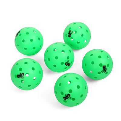 SB Pickleball Balls 6 Pack | USAPA Approved for Professional Tournament Play | Supra-40 Holes Outdoor Pickleball | Neon Green | Hard Bounce | Pickle Balls