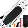 Blue Water Toys Portable Inflatable Stand Up Paddle Board Kit | 11ft x 34in Nylon & Mesh Inflatable Paddle Board with 100% UV-Resistant EVA Pad, Pump, Backpack, Coil Leash & Repair Kit (Black/White) view 1