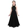 Agoky Kids Big Girls Chiffon Pageant Party Wedding Flower Girl Dress Junior Bridesmaid Long Gowns Black Lace Cutout Back 6 view 4