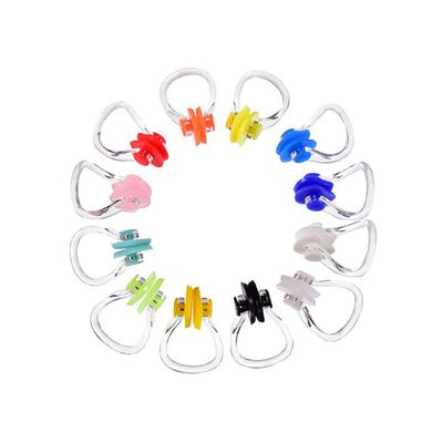 12PCS Swimming Nose Clips Silicone Reusable Swim Diving Surfing Nose Clips Anti-Slip or Adults Children - Random Color