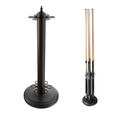 GSE Games & Sports Expert Stand-Style Metal Billiard Pool Cue Rack Only, Holds 6 Pool Sticks, Floor Stand Billiard Cue Rack (Matte Black)