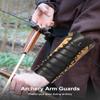 TOPARCHERY Handmade Leather Arm Guards Bow Hand Shooting Glove Adjustable for Hunting Shooting Arm Protector Wristband Gauntlet Unisex Medieval Bracer (Brown) view 2