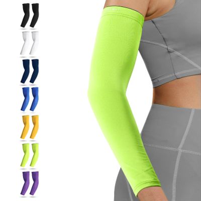 HiRui Arm Compression Sleeves for Men Women Youth Kids, UV Protection 20-30mmHG Support, Running Cycling Basketball Golf Tattoo Cover, Breathable Moisture-Wicking (Fluorescent Green, Medium)