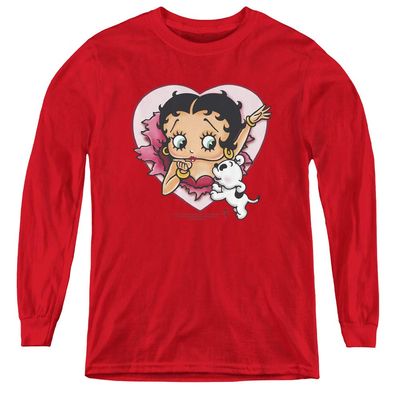 Betty Boop I Love Betty Youth Long Sleeve T Shirt, Medium Red