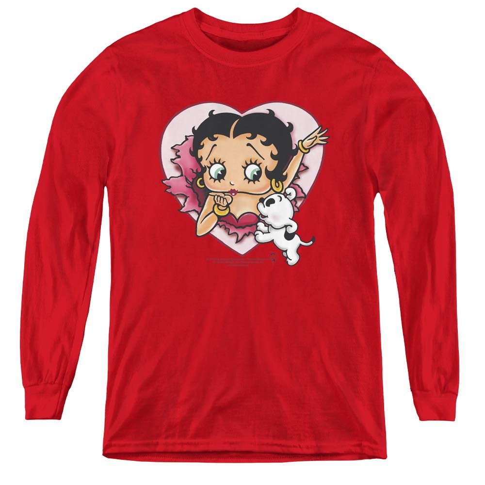 Betty Boop I Love Betty Youth Long Sleeve T Shirt, Medium Red