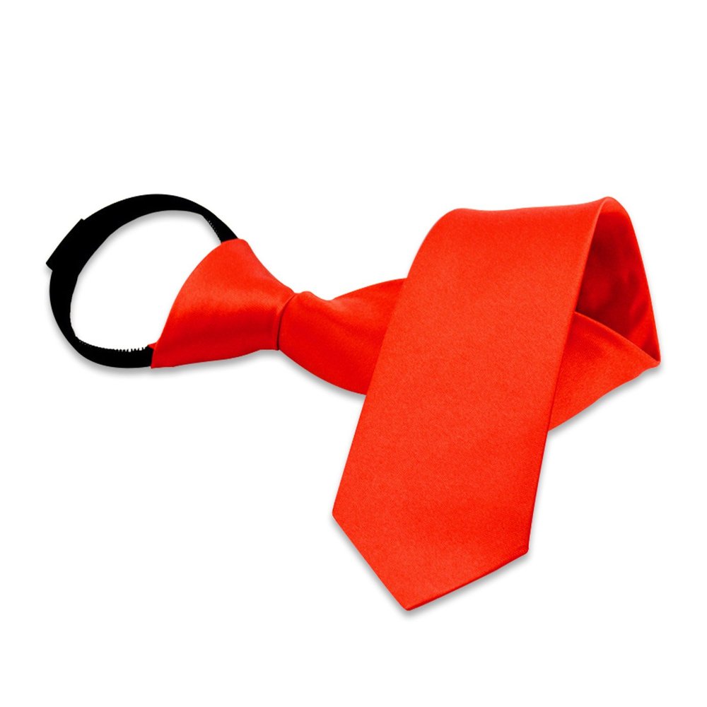 Aurya Solid Color Boys Tie, Polyester Satin Pre-tied Necktie with Adjustable Zipper for Kids Age 812, Wedding, School & Graduation
