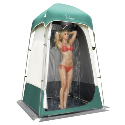 Outdoor Shower Tent Changing Room Privacy Portable Camping Shelters (White+Green)