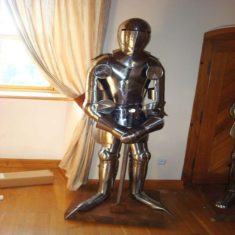 THENAUTICALMART Medieval Knight Suit of Armor 17th Century Combat Full Body Armour Suit Sword (Carbon-Steel)